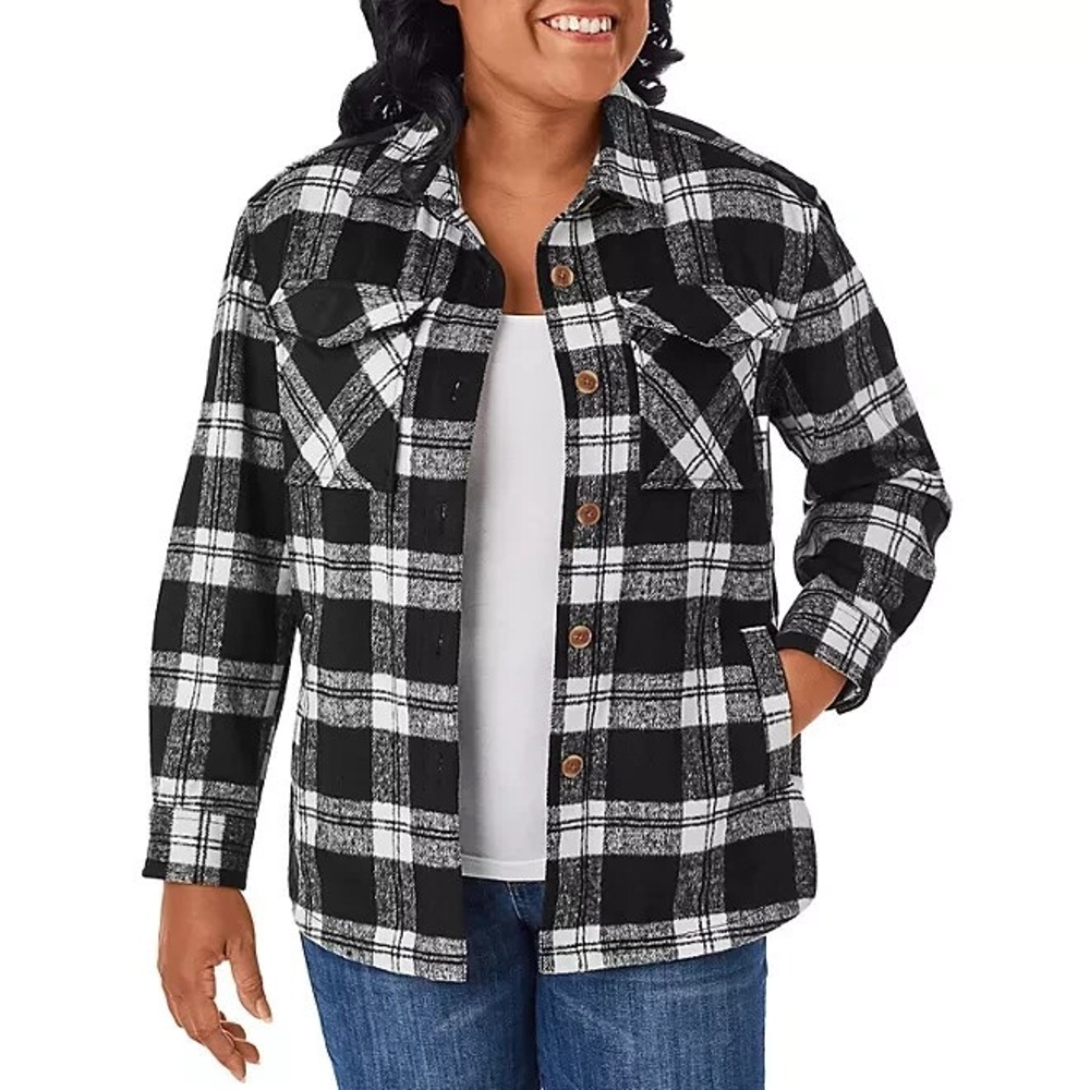 Classic Black and White Plaid Women's Utility Jacket